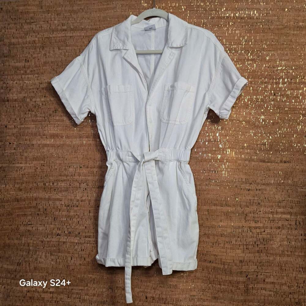 BDG Urban Outfitters White Short Sleeve Utility Romper Size S